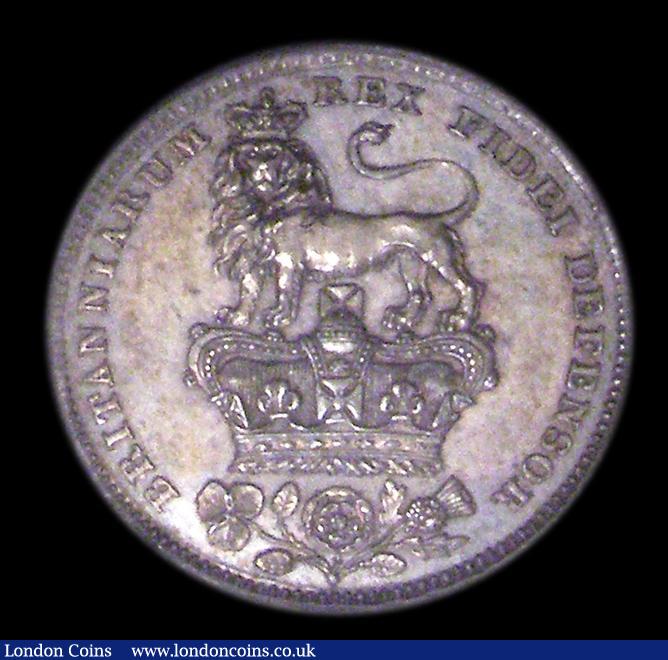 London Coins : A151 : Lot 1689 : Sixpence 1826 Milled Edge Proof. Davies 271P Dies 2A. Obverse 2:- R of GRATIA points to a bead. Sing...
