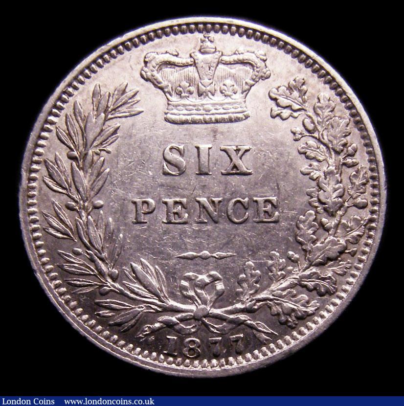 London Coins : A151 : Lot 1709 : Sixpence 1877 ESC 1732 No Die Number , CGS type SP.V1.1877.02 VF, slabbed and graded CGS 45