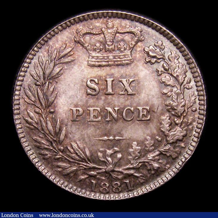 London Coins : A151 : Lot 1712 : Sixpence 1881 Large Date Davies 1100, CGS type SP.V1.1881.04, A/UNC and attractively toned, slabbed ...