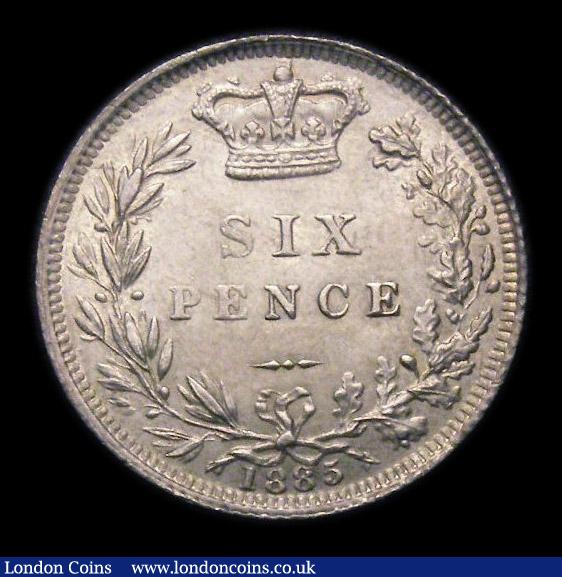 London Coins : A151 : Lot 1714 : Sixpence 1885 ESC 1746, CGS type SP.V1.1885.01 About UNC and lustrous with some contact marks, slabb...