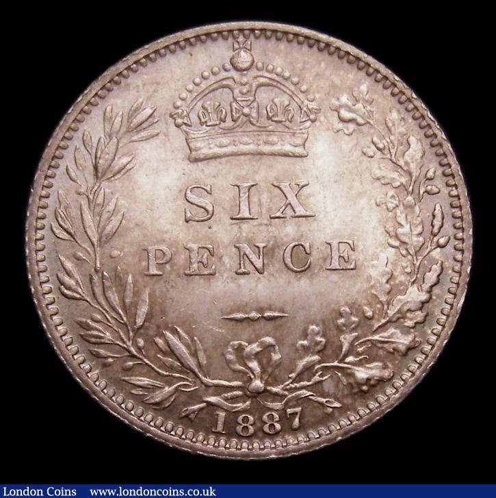 London Coins : A151 : Lot 1716 : Sixpence 1887 Jubilee Head Revised type, ESC 1754, CGS type SP.V1.1887.09 Choice UNC deeply toned, s...