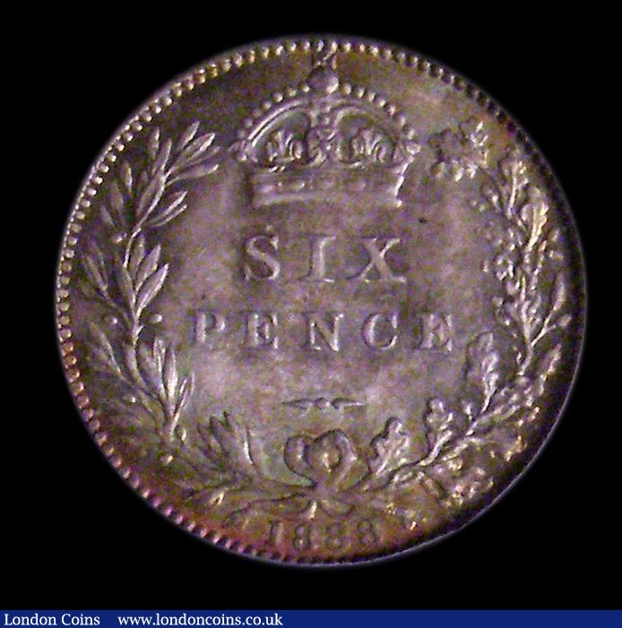 London Coins : A151 : Lot 1720 : Sixpence 1888 Reverse B Davies 1162, CGS type SP.V1.1888.03 Choice UNC with green and gold toning, s...