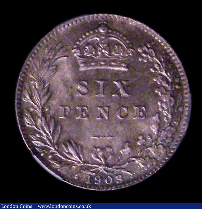 London Coins : A151 : Lot 1729 : Sixpence 1903 ESC 1787, CGS type SP.E7.1903.01, Choice UNC and nicely toned, slabbed and graded CGS ...