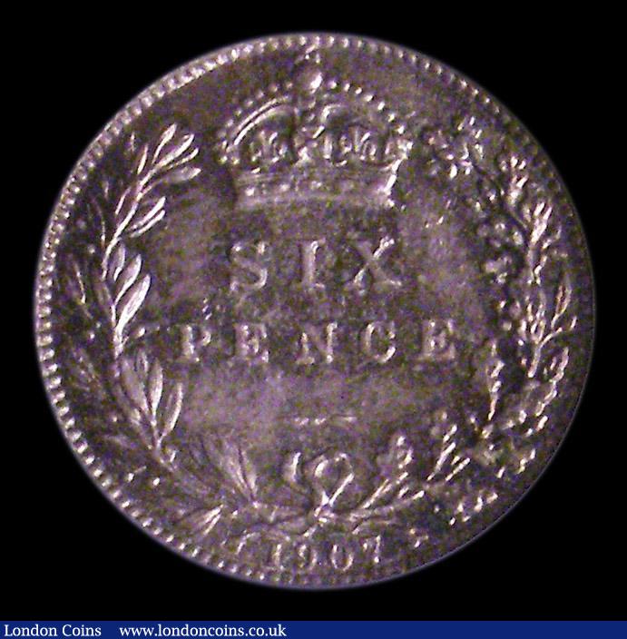 London Coins : A151 : Lot 1732 : Sixpence 1907 ESC 1791, CGS type SP.E7.1907.01, UNC and nicely toned with some contact marks slabbed...