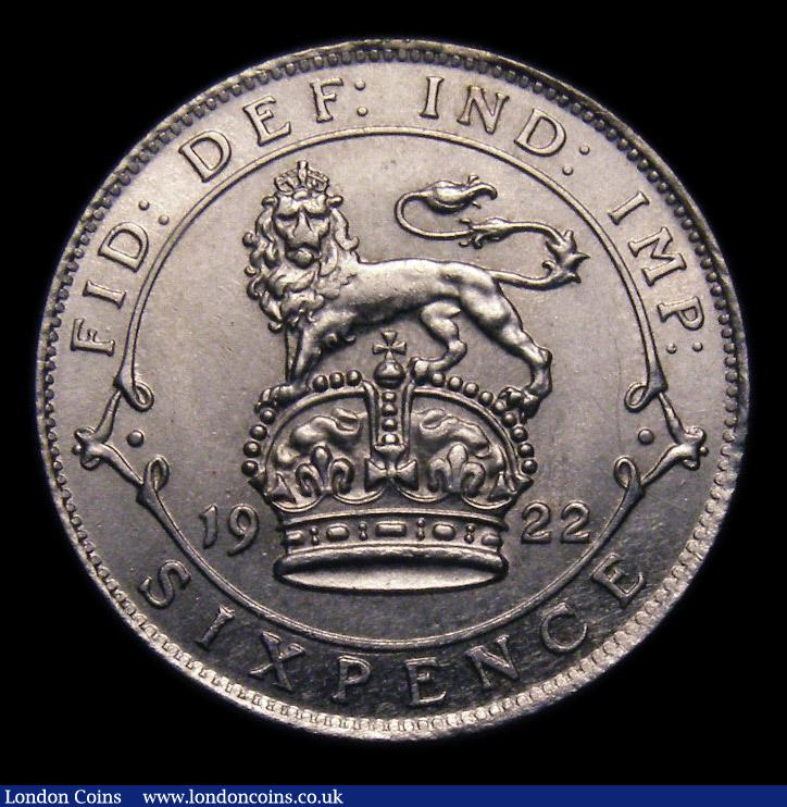 London Coins : A151 : Lot 1744 : Sixpence 1922 Davies 1876 Bright Finish CGS type SP.G5.1922.02 UNC slabbed and graded CGS 82