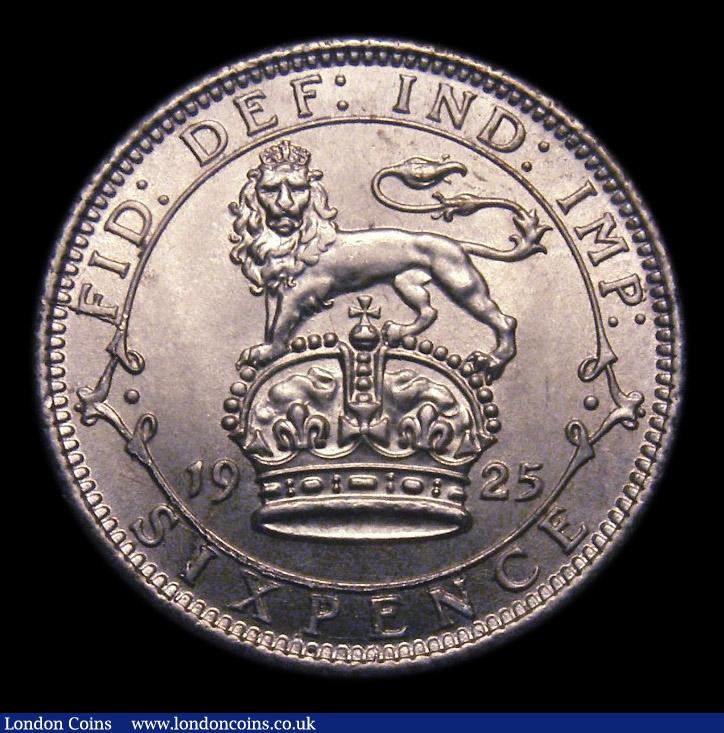London Coins : A151 : Lot 1747 : Sixpence 1925 Broad rim ESC 1812, CGS type SP.G5.1925.02, Choice UNC, slabbed and graded CGS 88, the...