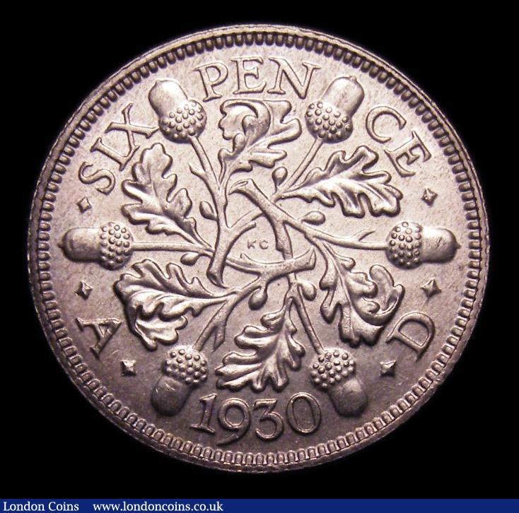 London Coins : A151 : Lot 1751 : Sixpence 1930 ESC 1819, CGS type SP.G5.1930.01, UNC and lightly toned, slabbed and graded CGS 85 