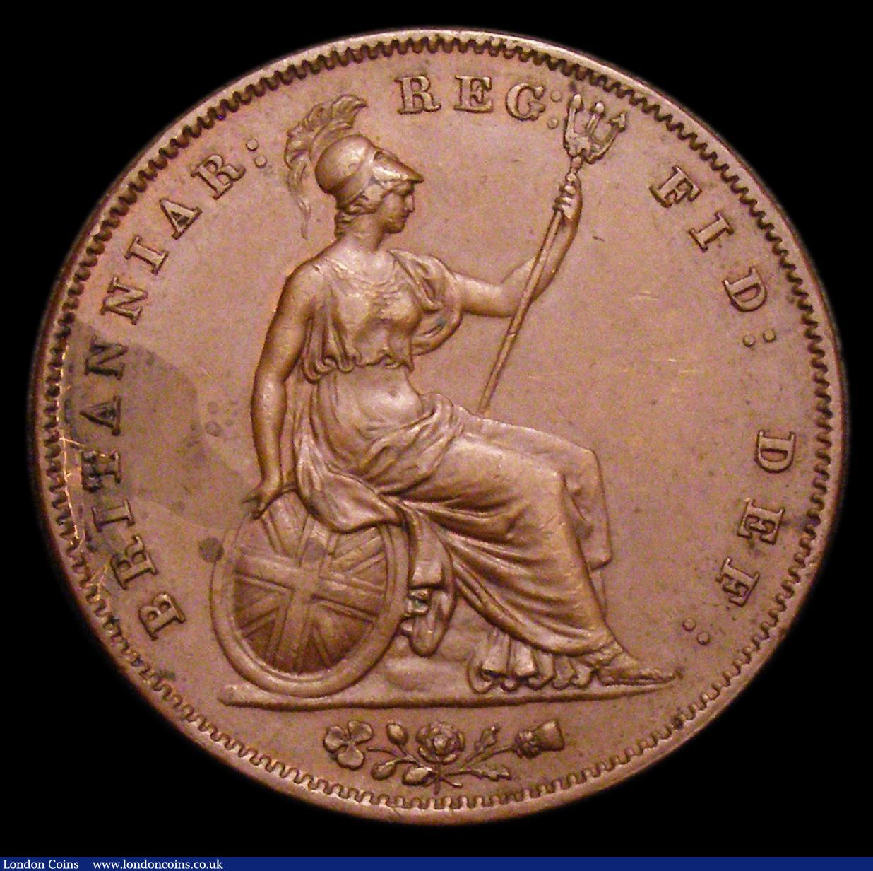 London Coins : A151 : Lot 2795 : Penny 1858 Small Date with WW on truncation Peck 1518 EF with some contact marks and some spots on B...