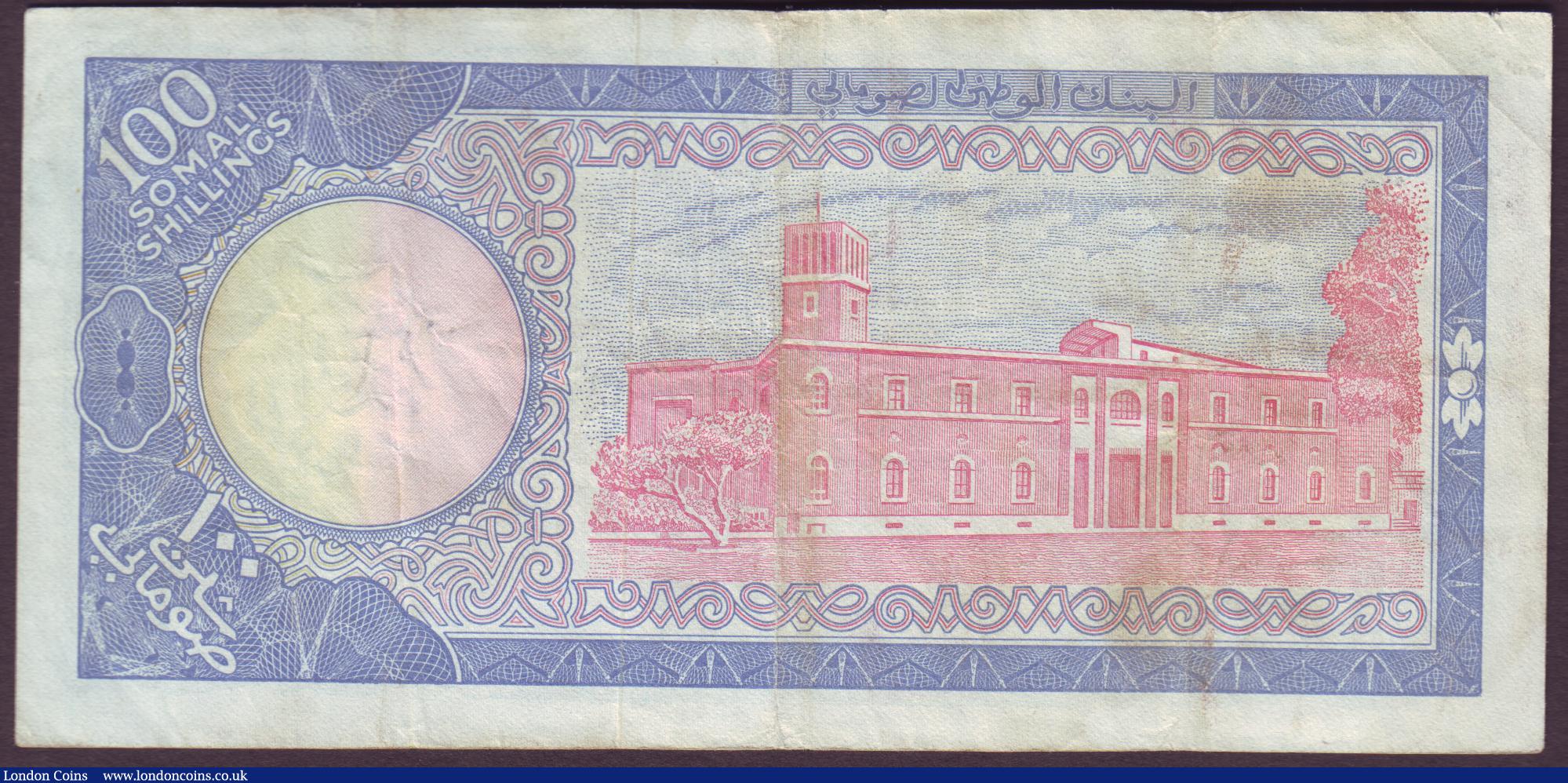 London Coins : A151 : Lot 548 : Somalia 100 Scellini=100 shillings dated 1971 series B002 217023, Banca Nazionale Somala, Pick16a, F...