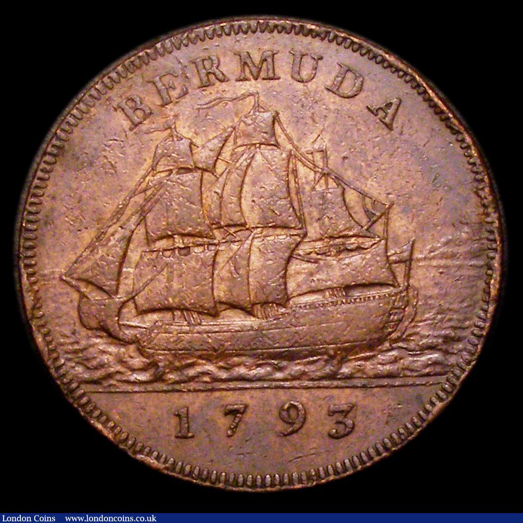 London Coins : A151 : Lot 912 : Bermuda Penny Token 1793 KM#5 Fine with surface marks