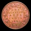 London Coins : A151 : Lot 1042 : India Quarter Anna 1861 Pattern in copper, KM#Pn30, Pridmore 596 UNC and nicely toned, unpriced in t...