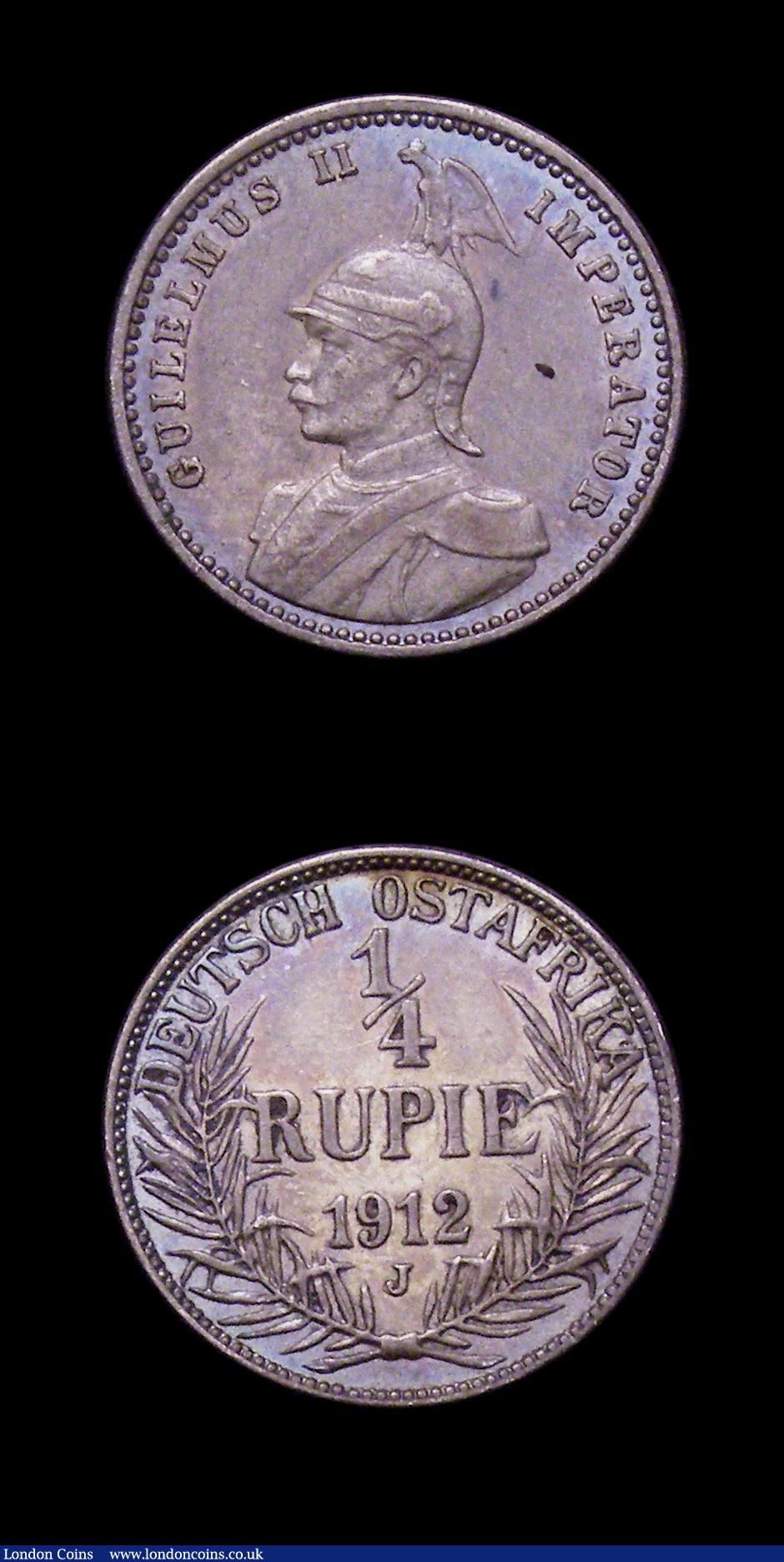 London Coins : A152 : Lot 1174 : German East Africa (2) Half Rupie 1914 J Good EF lovely tone and 1/4 Rupie 1912J nEF