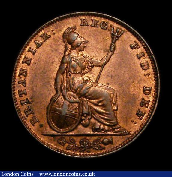 London Coins : A152 : Lot 2200 : Farthing 1843 Reverse A (Flaw by Britannia's right arm) 9 1/2 teeth date spacing. (Note 1 point...