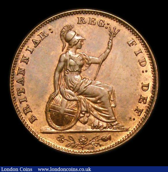 London Coins : A152 : Lot 2220 : Farthing 1849 4 over lower 4 in date. Stop after date. Note:- Stop is halfway up the level of the 9....