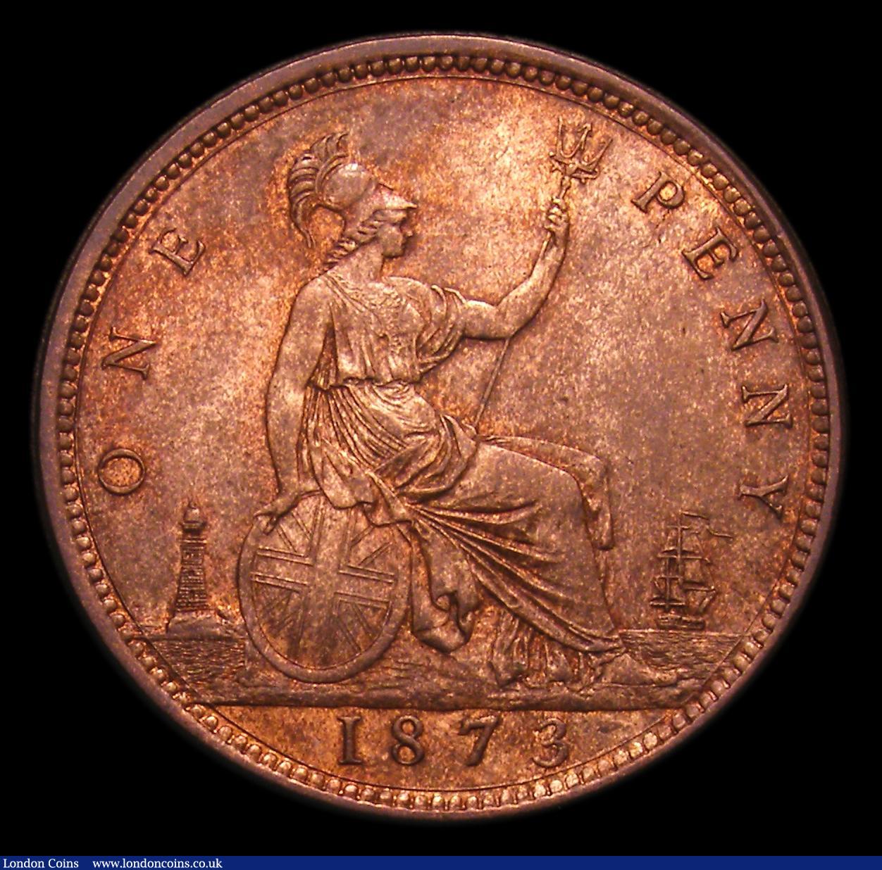 London Coins : A152 : Lot 2413 : Penny 1873 Freeman 64 dies 6+G GEF with  traces of lustre, Ex-W.Nicholls November 1994 &pound;40
