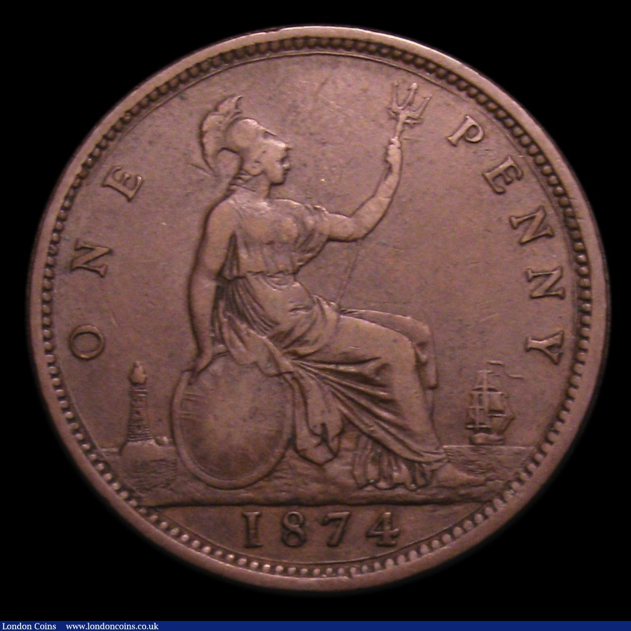 London Coins : A152 : Lot 2417 : Penny 1874 Freeman 77 dies 8+G Fine, Rare, Ex-Croydon Coin Auction 4/9/2001 &pound;110