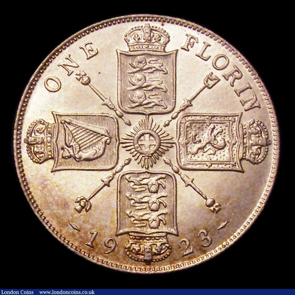 London Coins : A152 : Lot 2765 : Florin 1923 ESC 942 Davies 1751 dies 3E UNC and lustrous with a hint of golden tone