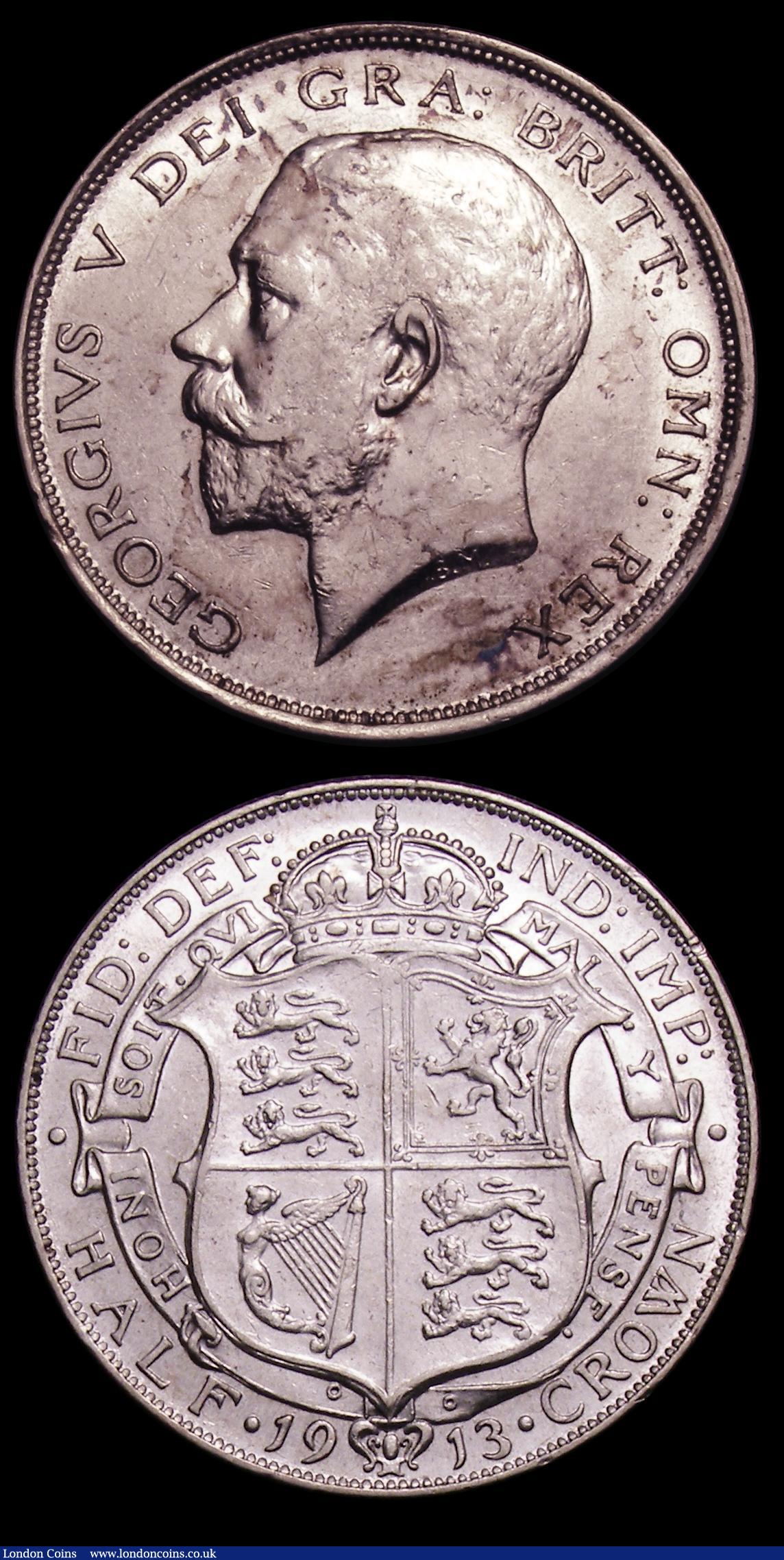 London Coins : A152 : Lot 2984 : Halfcrowns (2) 1912 ESC 759 NEF, 1913 ESC 760 GVF/NEF the obverse with some contact marks and some t...