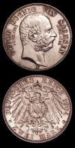 London Coins : A152 : Lot 1184 : German States - Saxony 2 Marks (2) 1901 KM#1245 UNC or near so and deeply toned, 1904 Death of Georg...