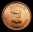 London Coins : A152 : Lot 1263 : Lundy Half Puffin 1929 S.7851 UNC with practically full lustre and graded 85 by CGS and in their hol...