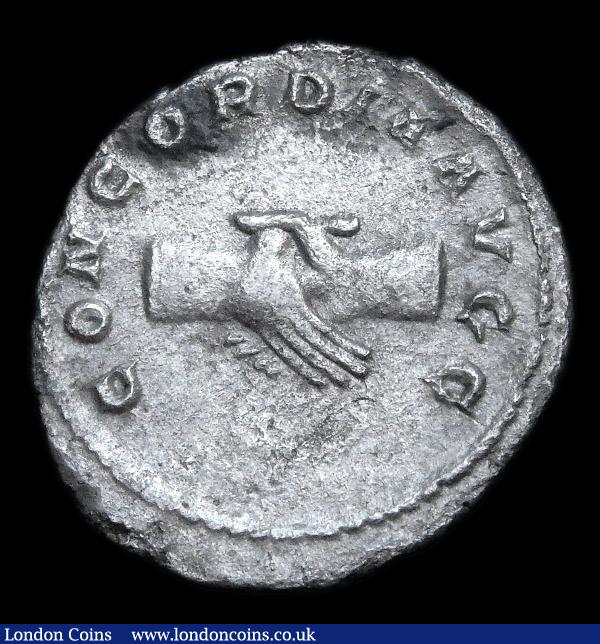 London Coins : A153 : Lot 2081 : Ar antoninianus.  Balbinus.  C, 69-70 AD  Rome.  Rev;   CONCORDIA AVGG; clasped right hands. RIC IV ...