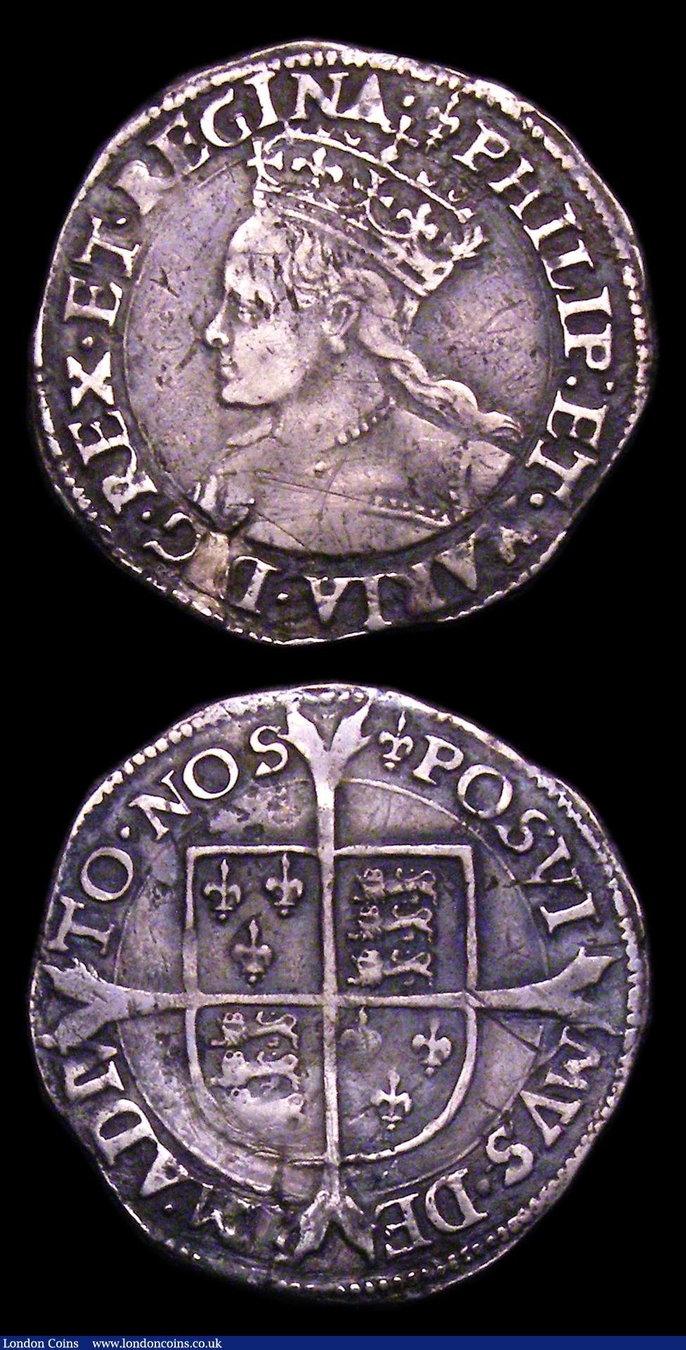 London Coins : A153 : Lot 2106 : Groats (2) Philip and Mary S.2508 mintmark Lis, Fine/Good Fine with some old scratches, Mary S.2492 ...