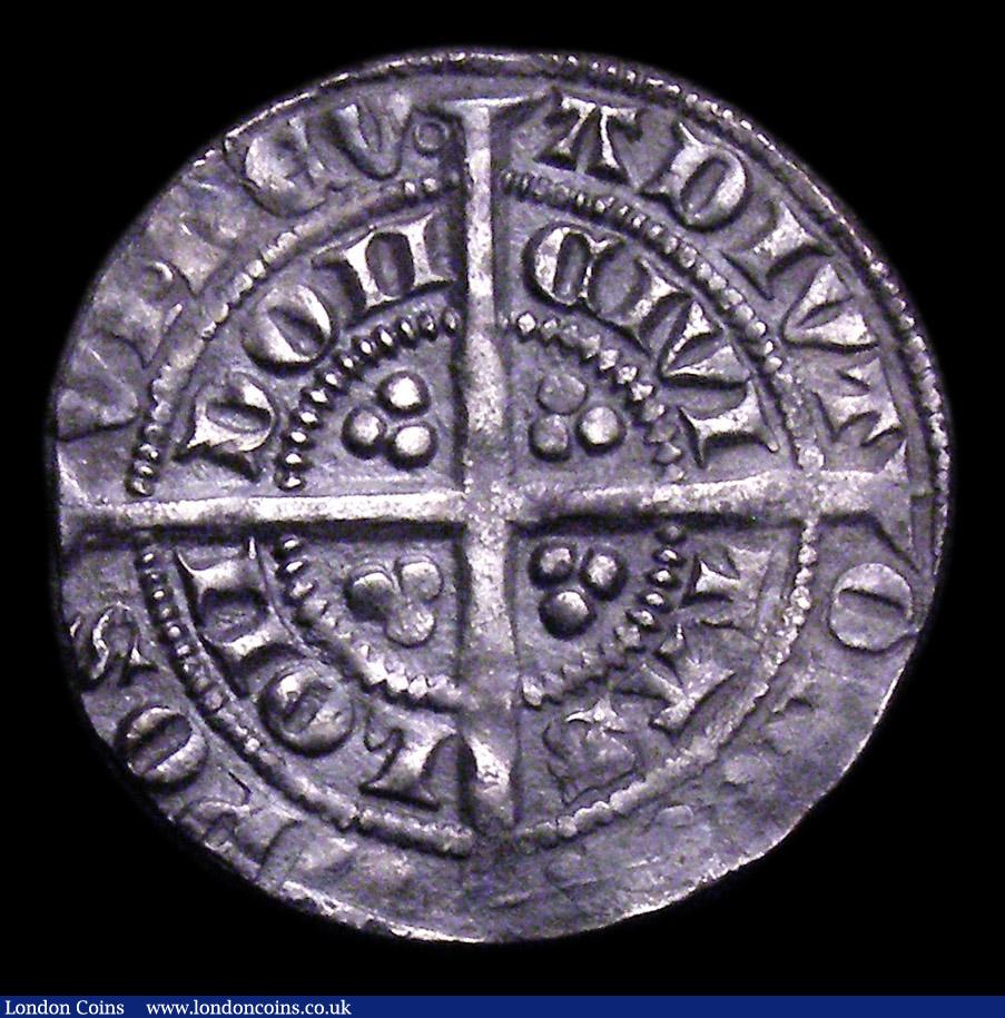London Coins : A153 : Lot 2115 : Halfgroat Edward III, Fourth Coinage, London Mint, Pre-Treaty Period S.1577 mintmark Crown GVF darkl...