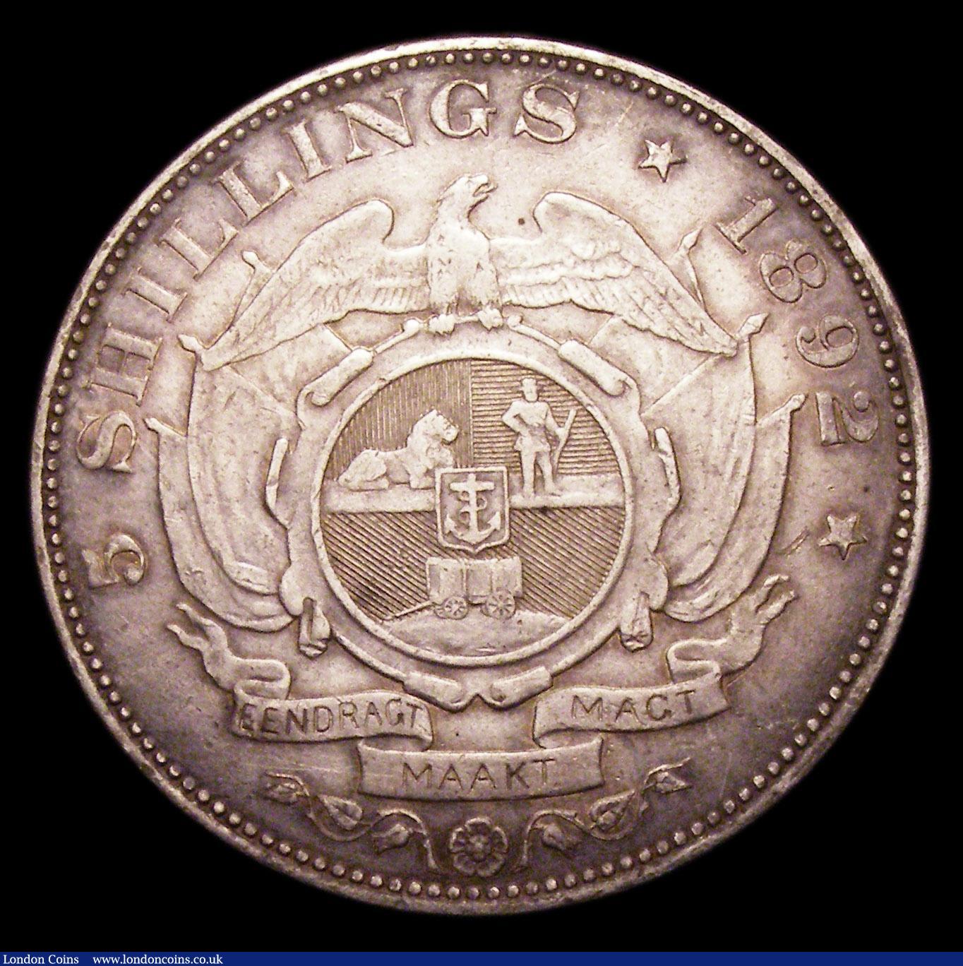 London Coins : A153 : Lot 2168 : South Africa Crown 1892 Single shaft KM#8.1 VF and nicely toned, a good problem-free example