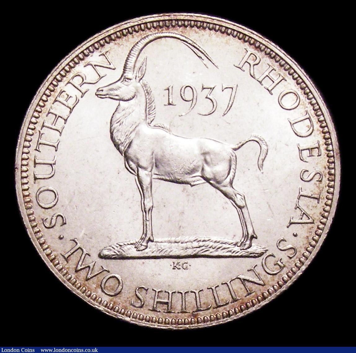 London Coins : A153 : Lot 2170 : Southern Rhodesia Florin 1937 KM#12 A/UNC and lustrous with some light contact marks