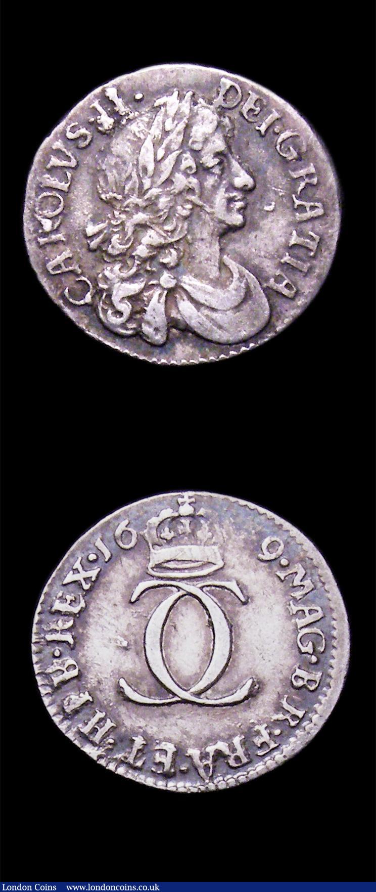 London Coins : A153 : Lot 2247 : Maundy a 3-part set 1679 Fourpence ESC 1851 VF the reverse with some spots, Threepence ESC 1970 Fine...