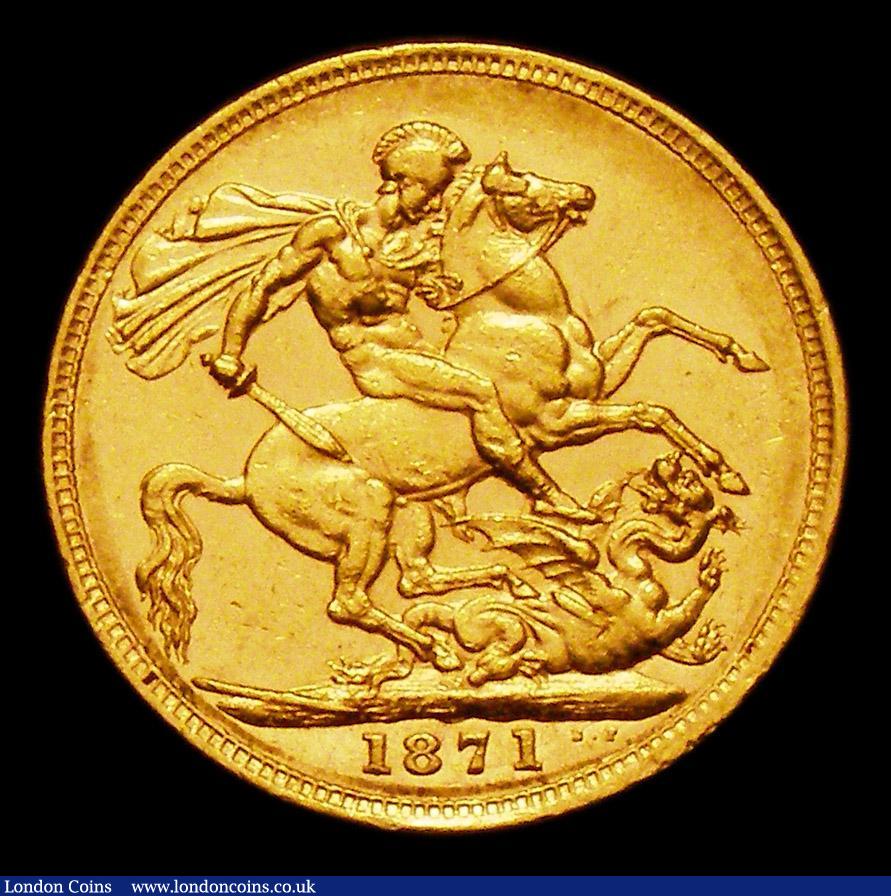 London Coins : A153 : Lot 2316 : Sovereign 1871S George and the Dragon, Horse with long tail, Small B.P. S.3858A VF 