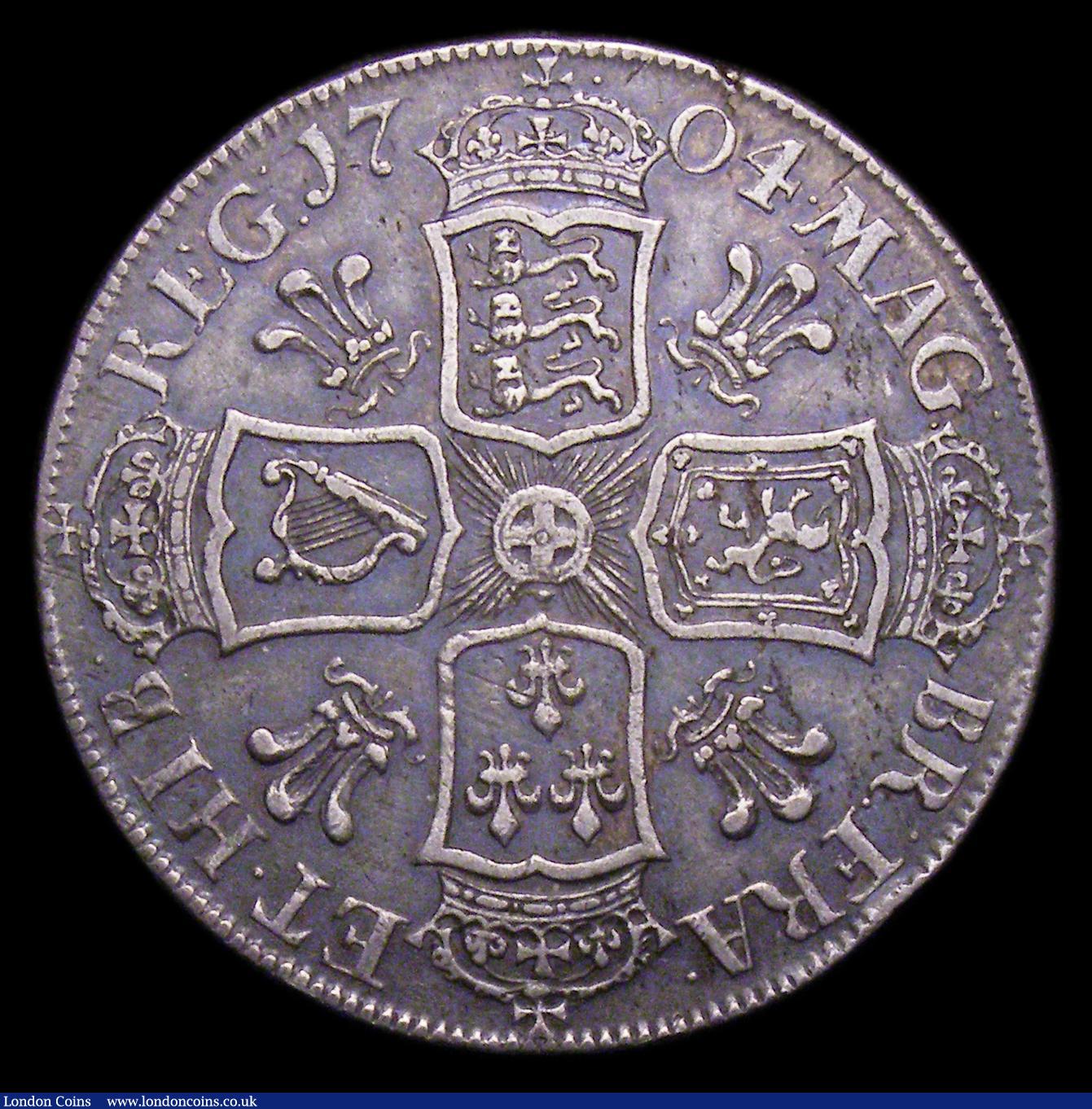 London Coins : A153 : Lot 2941 : Halfcrown 1704 Plumes ESC 570 Good Fine and attractively toned
