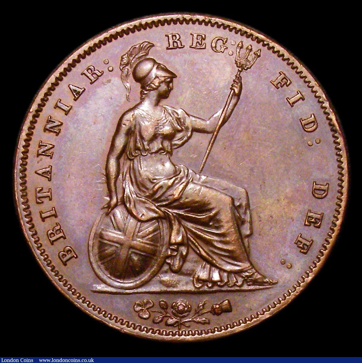London Coins : A153 : Lot 3156 : Penny 1858 8 over 7 with overdate to back, Bramah 25a GVF with contact marks, possibly once cleaned