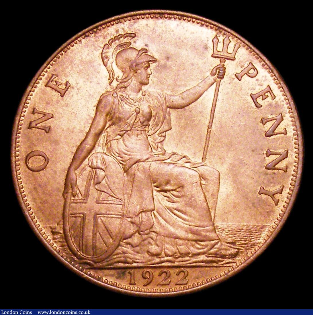 London Coins : A153 : Lot 3204 : Penny 1922 Freeman 192 dies 3+B UNC with around 40% lustre