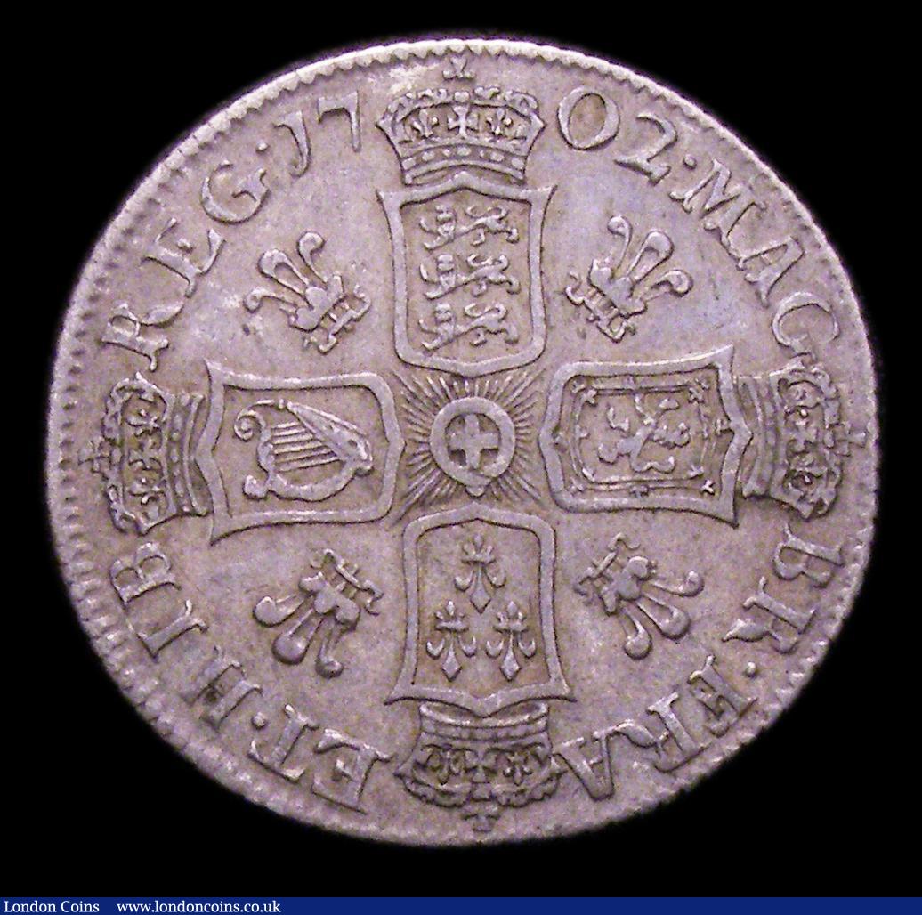 London Coins : A153 : Lot 3240 : Shilling 1702 Plumes ESC 1129 Good Fine
