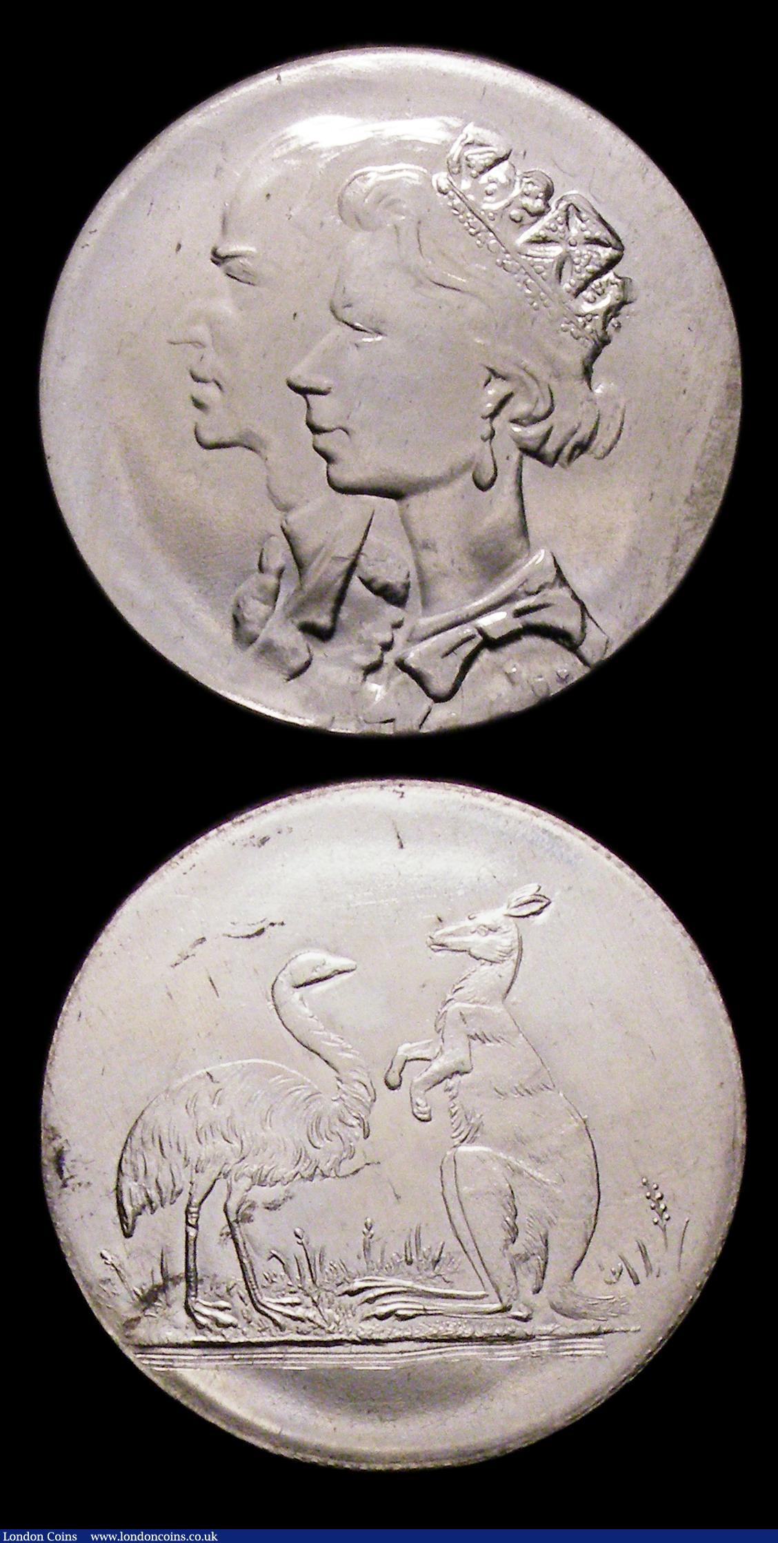 London Coins : A153 : Lot 835 : Australia - Queen Elizabeth and Prince Philip (2) by S.G.M.Adams of Leeds 32mm diameter in base meta...