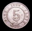 London Coins : A153 : Lot 2165 : Sarawak 5 Cents 1908H KM#8 VF/GVF with some hairlines, the edge milling irregular at 3 and 9 o'...