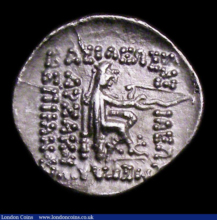 London Coins : A154 : Lot 1514 : Ancient Persia, Parthian Empire - Drachma Mithadrates II (123-88 BC) Obverse bust with long beard to...
