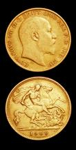 London Coins : A154 : Lot 2100 : Half Sovereign 1909 Marsh 512 Fine, Churchill Gold medal 1965 20mm diameter in 18 carat gold (stampe...