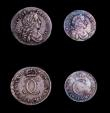 London Coins : A154 : Lot 2321 : Maundy Set 1679 ESC 2375 Fourpence GVF toned with some haymarking, Threepence NVF, Twopence NEF and ...