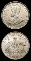 London Coins : A154 : Lot 716 : Australia (2) Florin 1918M KM#27 GEF/AU and attractively toned with a couple of thin scratches below...
