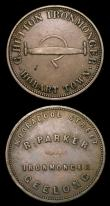 London Coins : A154 : Lot 727 : Australia Penny Tokens (2) Geelong, R.Parker, Ironmonger undated KM#Tn188 NVF, Hobart, C.Hutton, Iro...