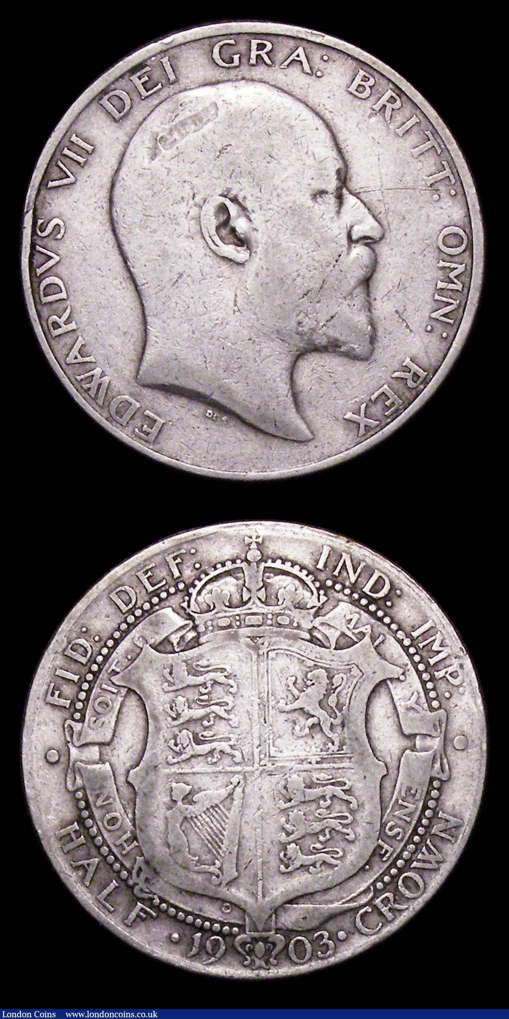 London Coins : A155 : Lot 1049 : Halfcrowns (2) 1903 ESC 748, 1905 ESC 750 both VG and collectable, the two key dates in the series 