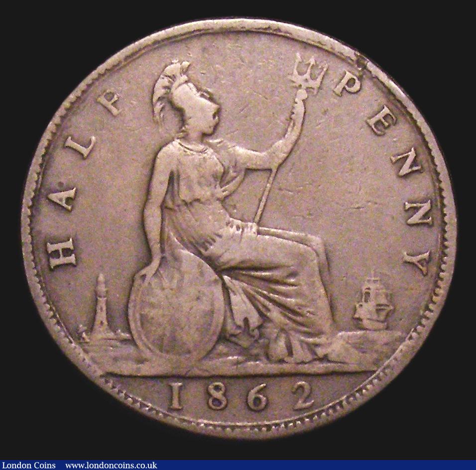 London Coins : A155 : Lot 1070 : Halfpenny 1862 Die Letter A Freeman 290A dies 7+G VG or slightly better