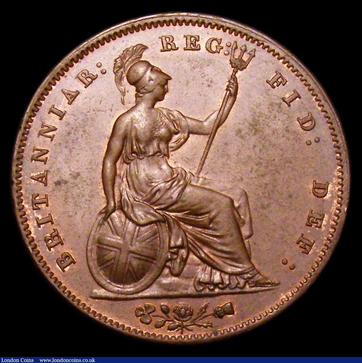 London Coins : A155 : Lot 1186 : Penny 1858 Large Date, No WW 1 over smaller 1 with a small raised dot below the 1 of the date NEF, u...