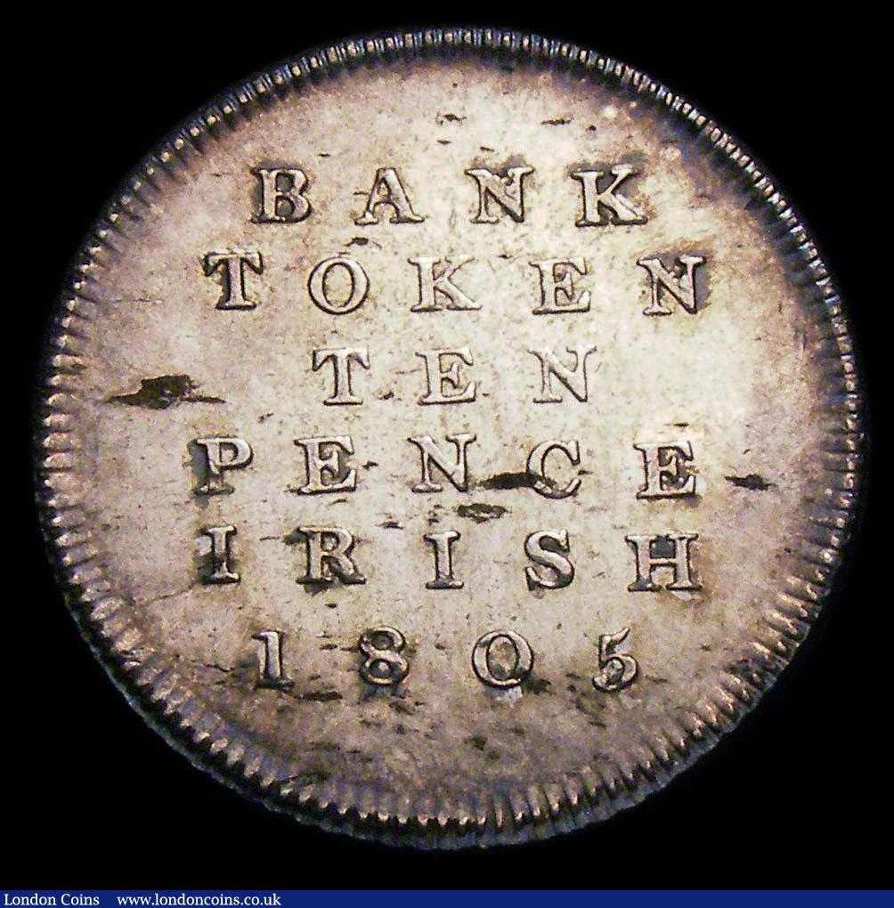 London Coins : A155 : Lot 2255 : Ireland Ten Pence Bank Token 1805 S.6617 Lustrous UNC the obverse lightly toned, the reverse with so...