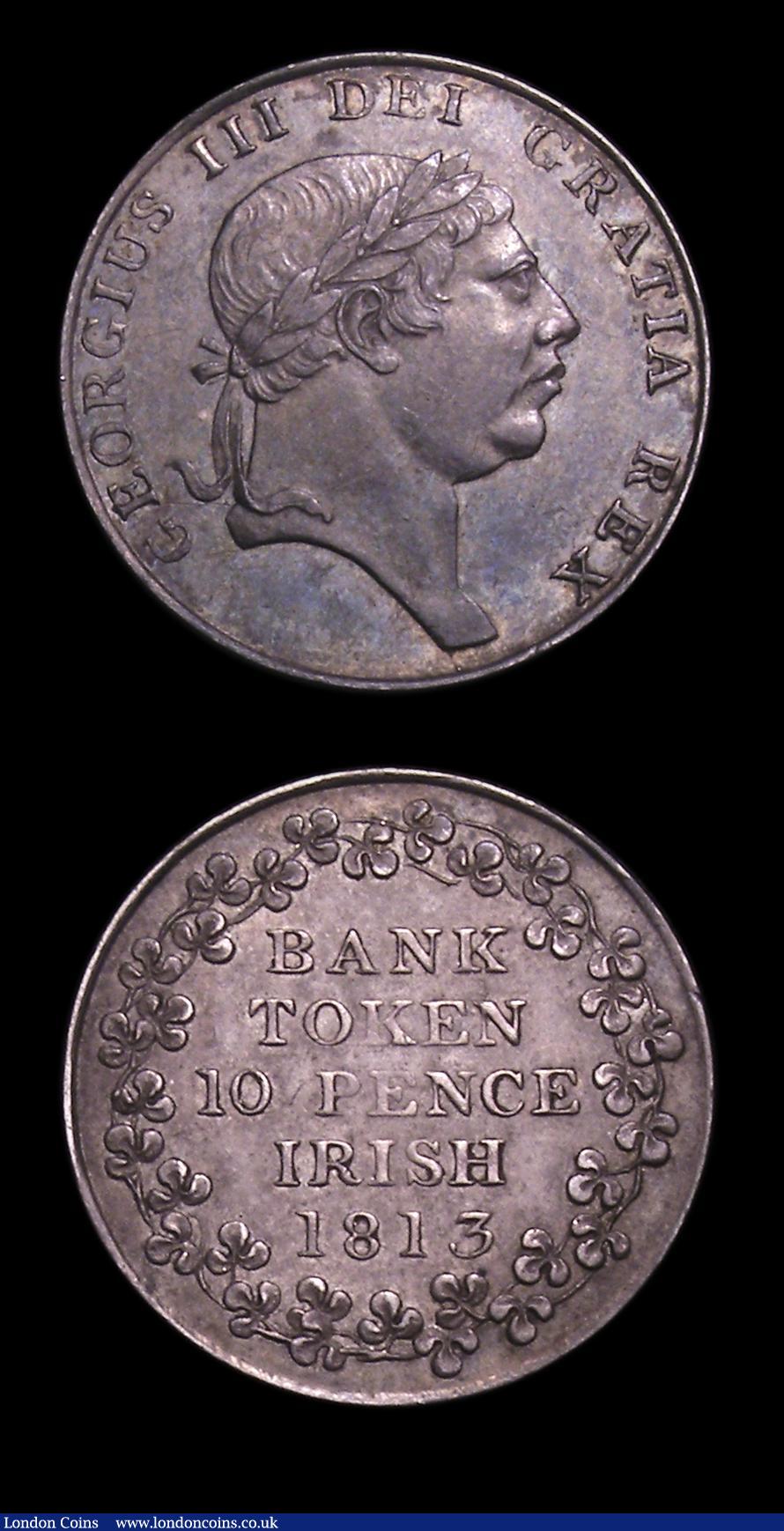 London Coins : A155 : Lot 2256 : Ireland Ten Pence Bank Tokens (2) 1806 S.6617 NEF/EF with some light haymarking, 1813 S.6618 A/UNC a...