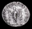 London Coins : A155 : Lot 454 : Diadumenian.  Ar denarius.  C, 217-218 AD.  Rev; PRINC IVVENTVTIS; Diadumenian standing front, head ...