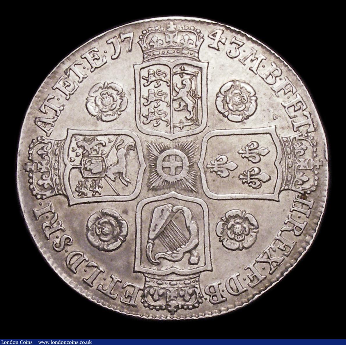 London Coins : A156 : Lot 1869 : Crown 1743 Roses ESC 124 GF/NVF