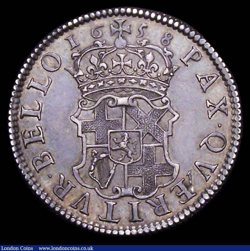 London Coins : A156 : Lot 2552 : Shilling 1658 Cromwell ESC 1005 VF/GVF and pleasing for the grade